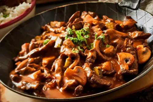 Click Here To Enlarge This Photo Of Succulent Scottish Beef & Mushroom Stew